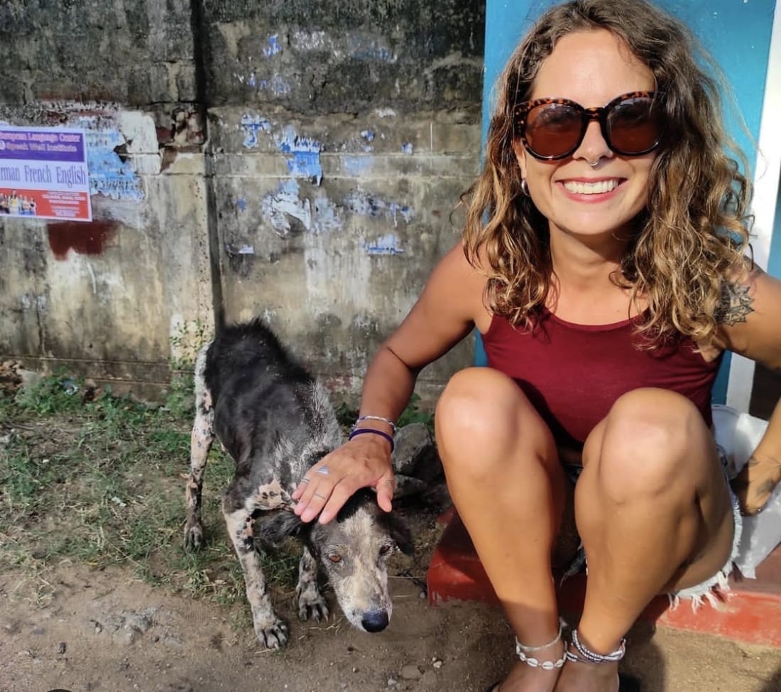 Vanessa with a rescued dog